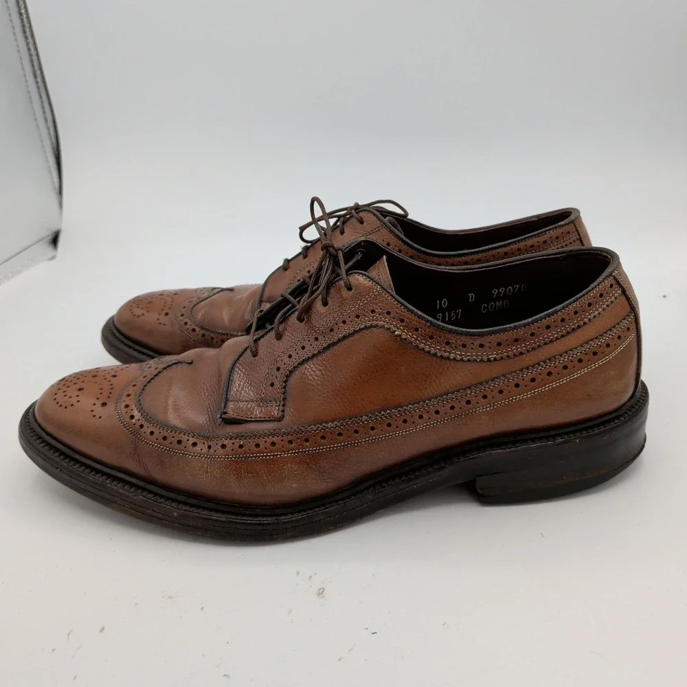 Allen Edmonds MacNeil 9157 Mens 10 D Brown Grain Leather Longwing Blucher Shoes